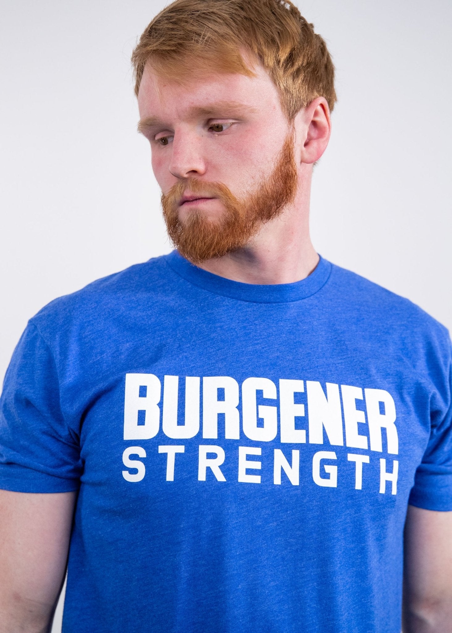 Burgener Strength T-Shirt: Heather Royal - MAYHEM NATION