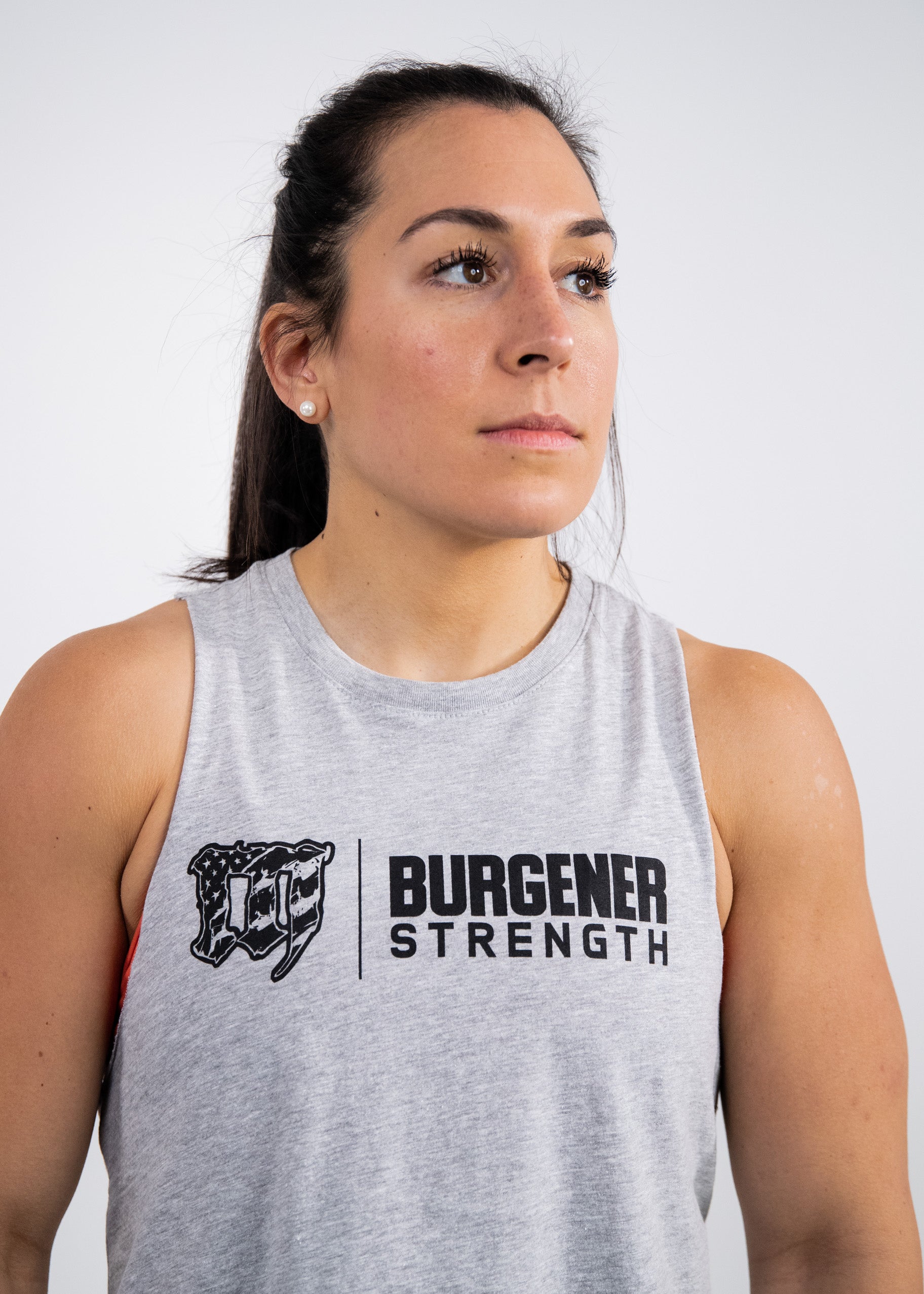 Mayhem Burgener Strength Crop Tank: Grey