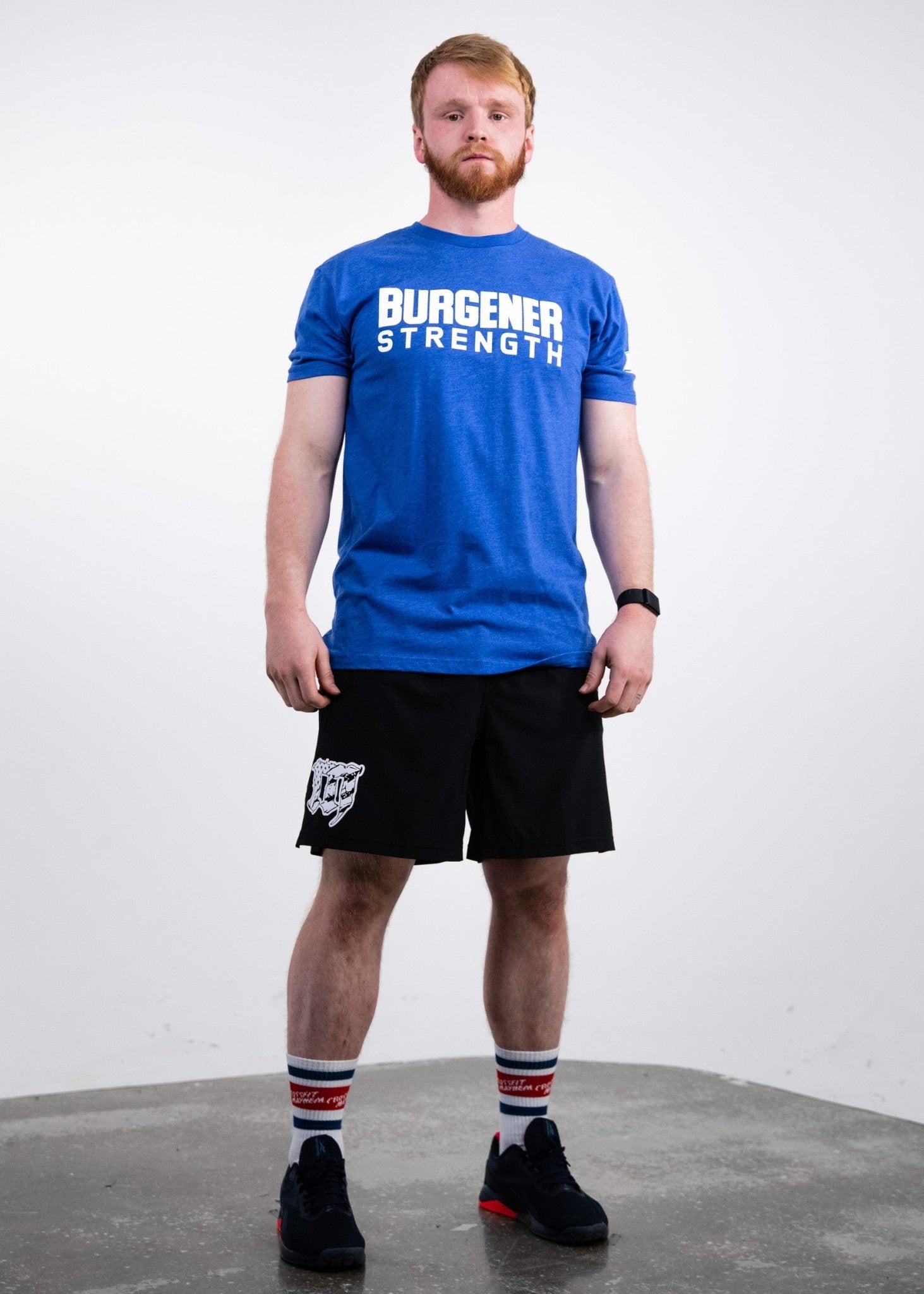 Burgener Strength T-Shirt: Heather Royal - MAYHEM NATION