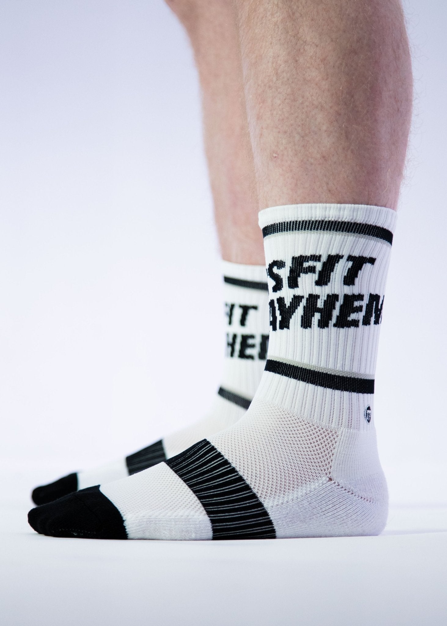 Mayhem Athlete Crew Socks: White + Black - MAYHEM NATION