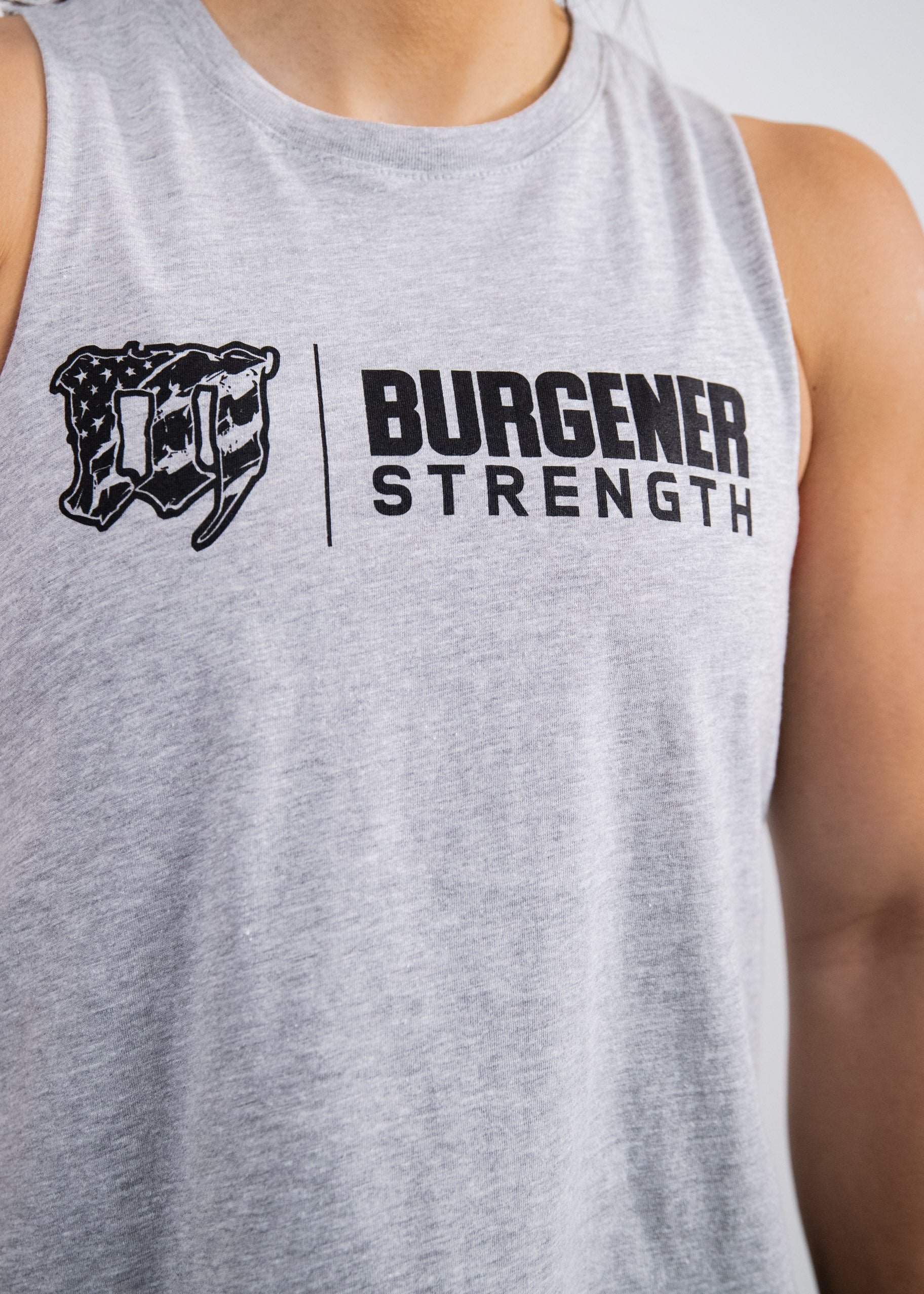 Mayhem Burgener Strength Crop Tank: Grey